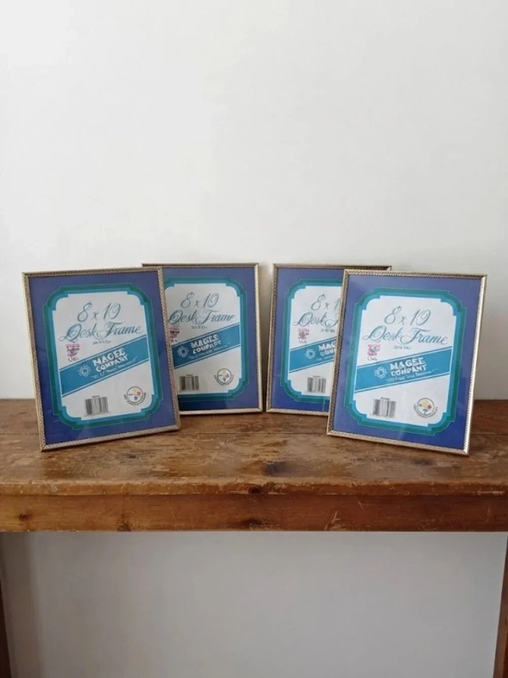 Lot of 4 Vintage Magee Company 8x10 Desk Picture Frames Gold Tone Metal USA Made
